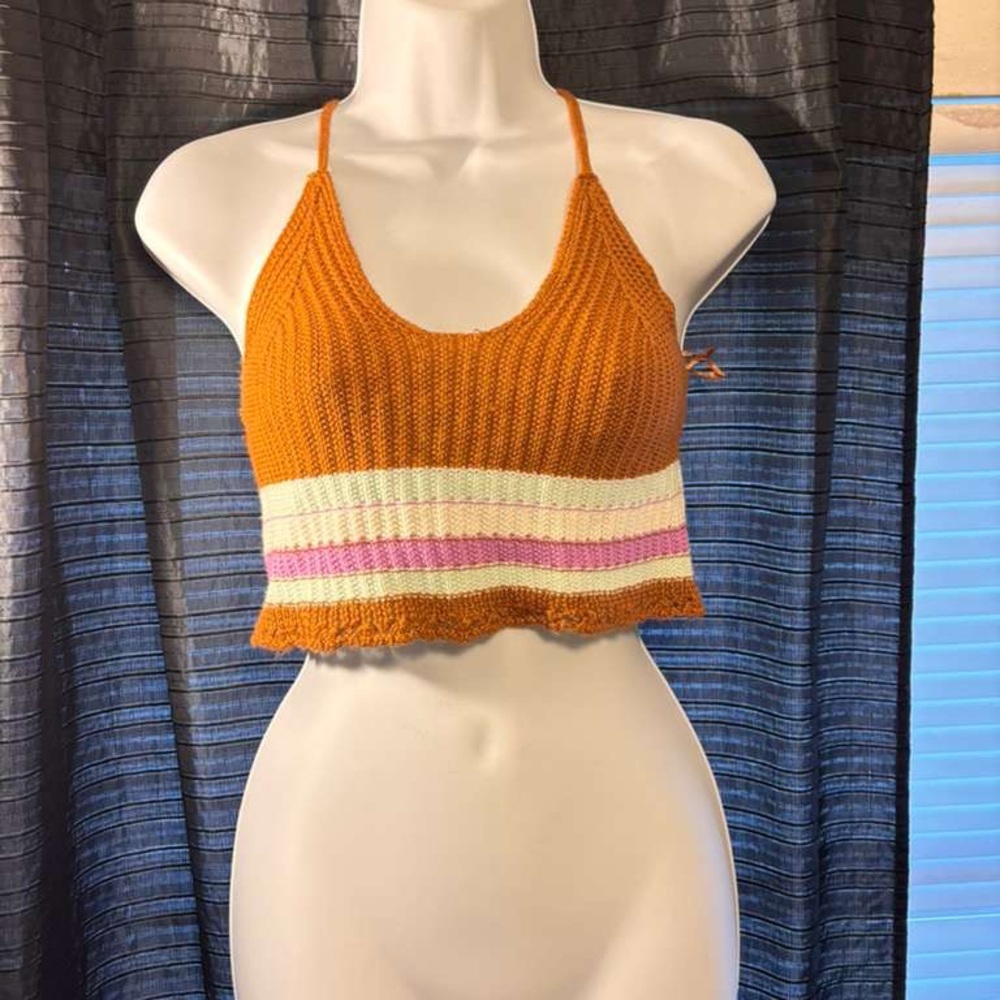 Vibrant Knit Halter Crop Top